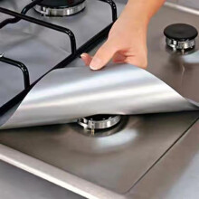 (Silver, one-size) 4pcs Gas Stove Protector, Reusable Stove Top Burner Protector Pad Liner Cover, Oil-proof & Anti-fouling Easy Cleaning Pad For Kitchen