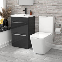 Nes Home 500mm Dark Grey 2 Drawers Vanity Rimless Square Close Coupled Toilet