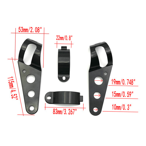 Universal 39-51mm Black Headlight Mount Bracket for Motorcycle