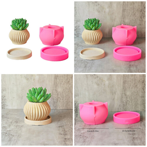 Versatile Silicone Flowerpot Mold Concrete Molds Striped Pattern 1