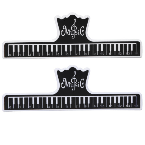 Set of 2 Musical Page Clips Plastic Note Holders for Instruments Black 2 Pack 1