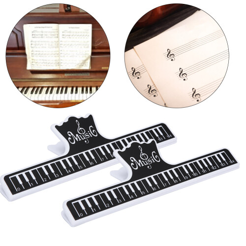 Set of 2 Musical Page Clips Plastic Note Holders for Instruments Black 2 Pack