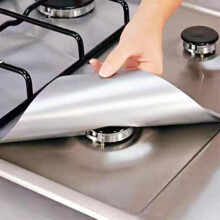 (Silver, one-size) Gas Stove Top Protector, 4 Counts Reusable Stove Top Cover, Oil & Stain Resistant Stove Top Mat for Kitchen, Summer for Gift