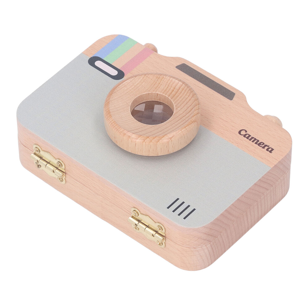 Camera-Shaped Wooden Baby Tooth Holder Fetal Hair Storage Box Type 2