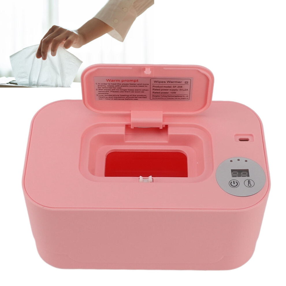 Usb Wipes Warmer With Night Portable, 200X120x98mm Pink/Light