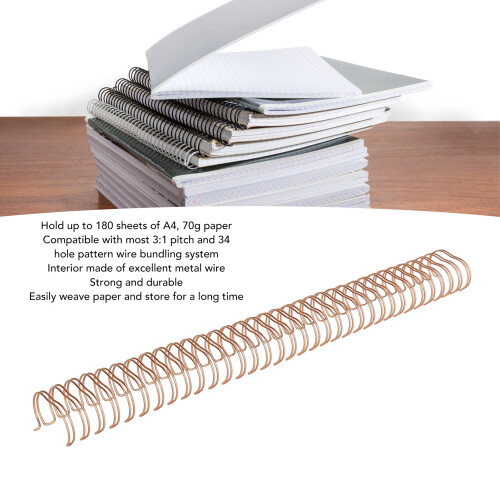 50Pcs Rose Gold Spiral Binding Coils 19mm 180 Sheets Capacity 2
