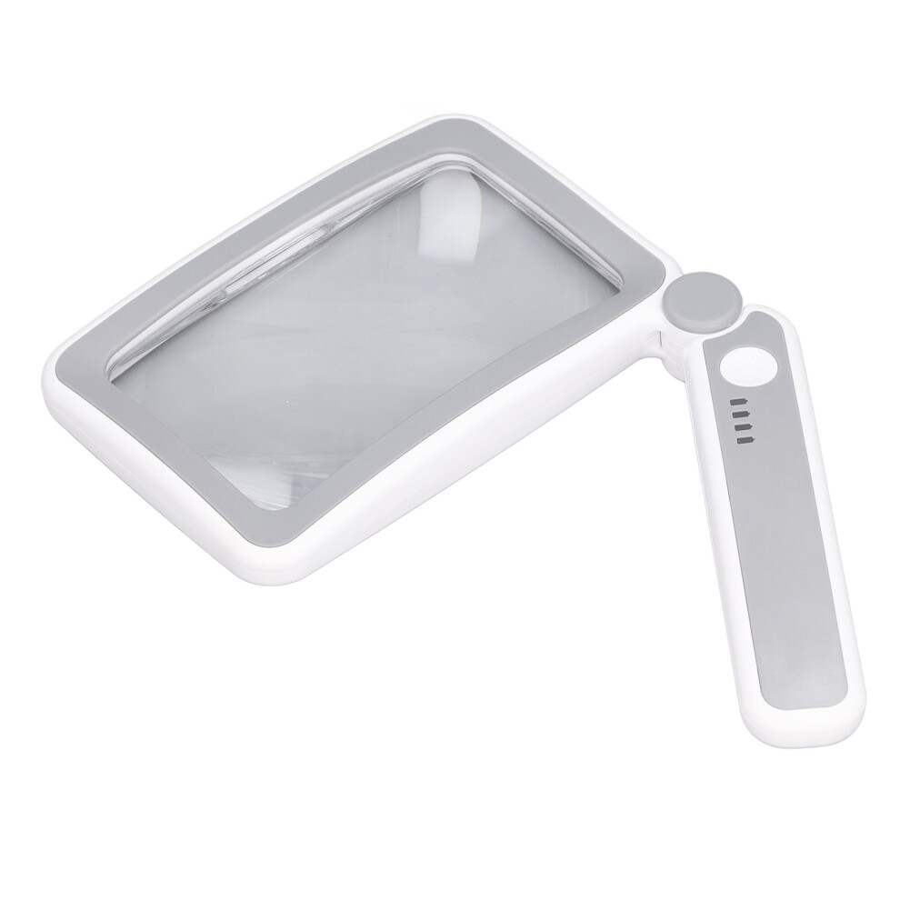 Handheld 4x Magnifying Glass with 10 LED Lights, Rechargeable, Rectangle