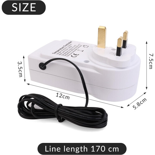 Digital Temperature Thermostat Controller UK Plug Outlet Socket with 1.7m Sensor 230V 16A Heating Cooling Timer for Greenhouse Freezer Fermentation 2