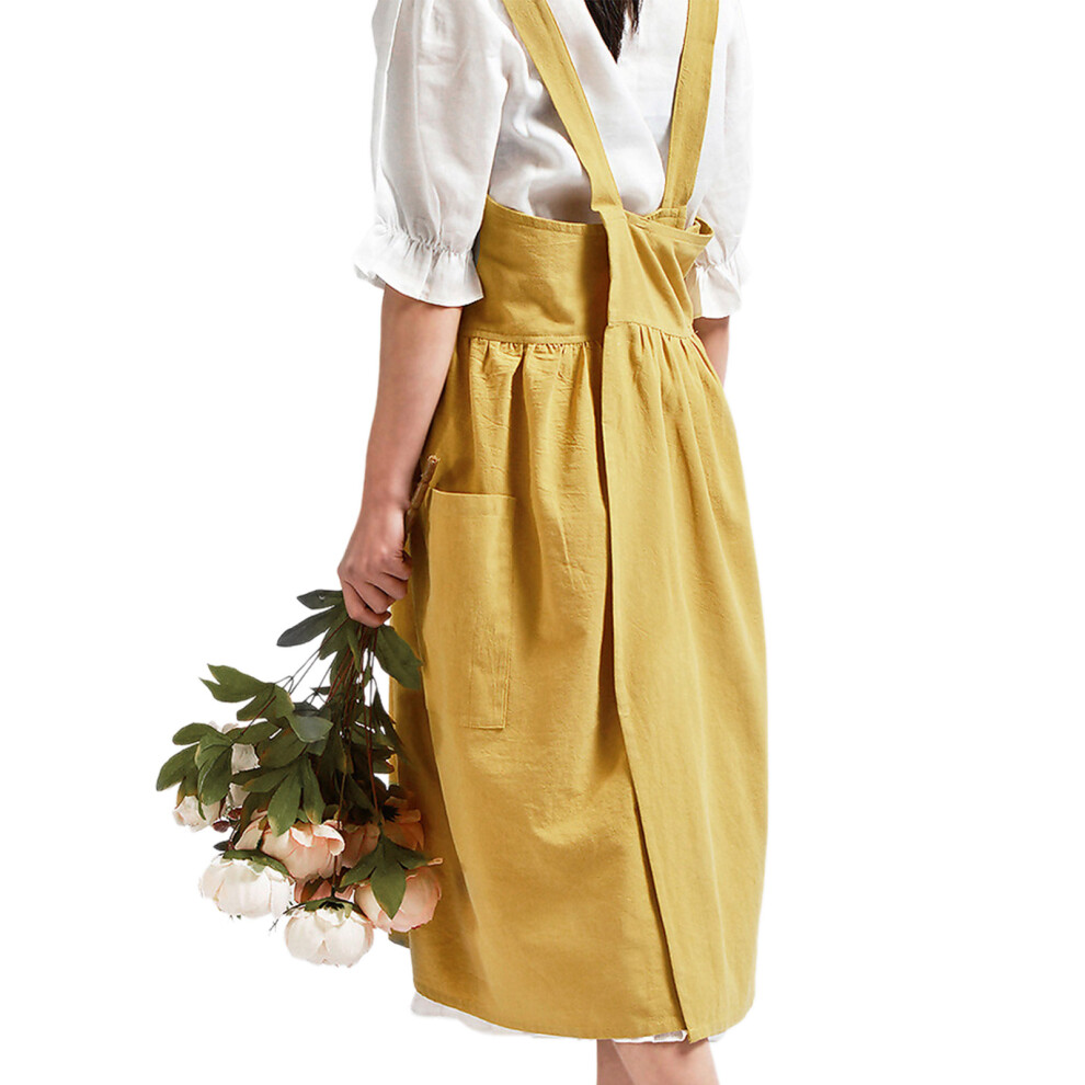 Cotton Linen Apron for Women Cross Back Apron Pinafore Dress for-image-OPC-PKG58S7-NEW