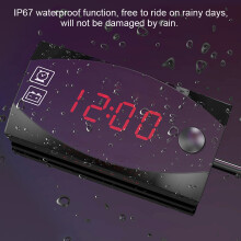Wasserfestes 2-in-1 Motorradmeter mit Volt- und Uhr-LED-Anzeige Rot