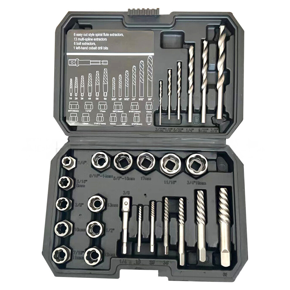 26Pcs Screw Extractor Metal Drill Bit Set Damaged Screws Remover 7751000080617
