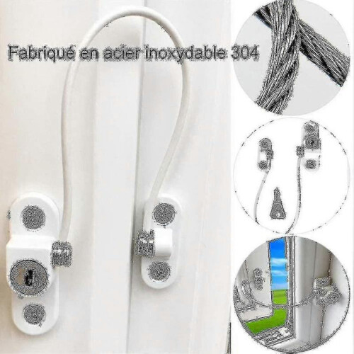 Security Window Lock, Window Security Door Lock with Key(1pcs, White) 1