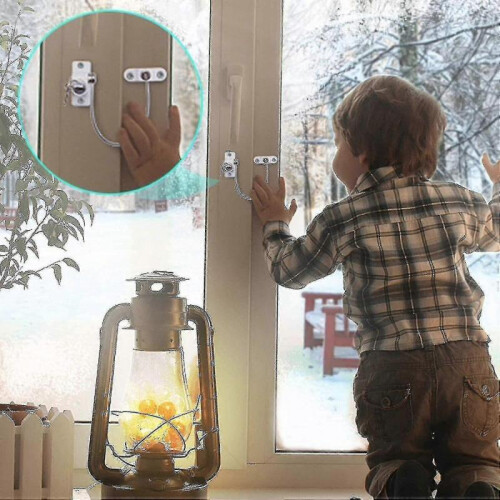 Security Window Lock, Window Security Door Lock with Key(1pcs, White) 2
