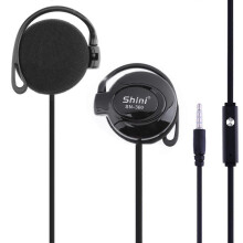 (Black)SHINI SN-360 Ear Hook Headsets 3.5mm Wired Stereo Earphone Game Sports Headphone with for Phone Headset