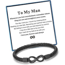 (8.5 inch)To My Man Bracelet for Boyfriend Husband Mens Infinity Leather Bracelets Valentine Birthday Fathers Day Christmas Gifts for Him
