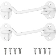 Conjunto de 2 ganchos Temptes (100 mm, branco), bolatus de aço inoxidável com ilhós, para porta, garagem, janela, cabine, porta - branco 4 p
