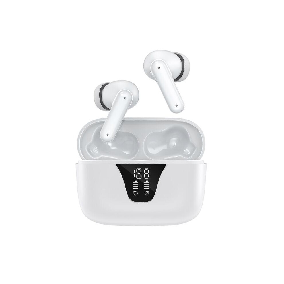 (White)Wireless Earbuds, Bluetooth 5.3 Headphones, 50 Hours Playtime, Charging Case With Led Digital Display, Ipx5 Waterproof Earphones With White 9092950365330