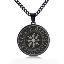 Nordisches Wikingersymbol des nordischen Kompasses im Runenkreis-Anhänger, Halskette aus Edelstahl, Amulett-Halsketten, das beste Geschenk z