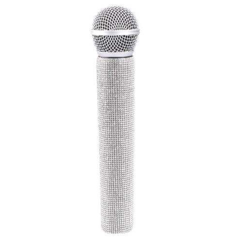 Accessoire de microphone en plastique, microphone scintillant pour scène disco, diffusion en direct (argent)