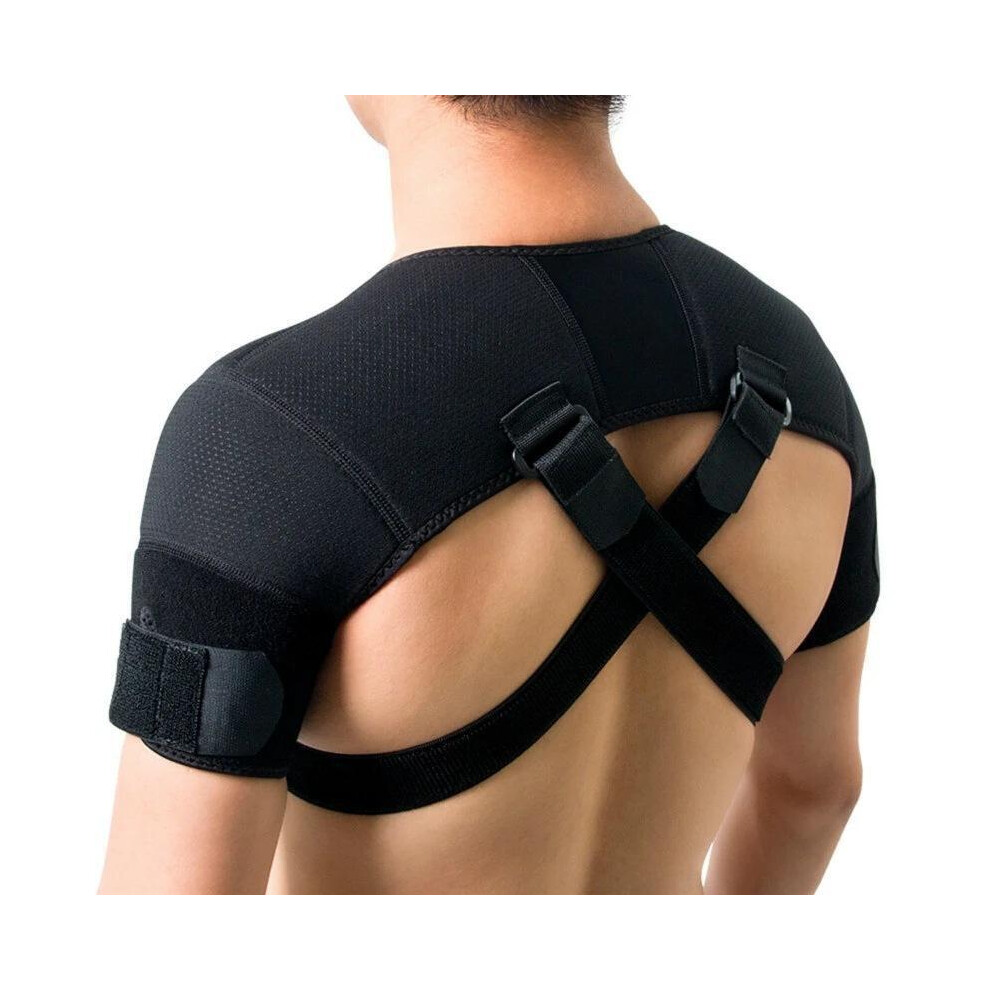Black Double Shoulder Wrap Brace Rotator Cuff Arm Pain Relief Hot Therapy For Man And Women Flexible Xl-image-OPC-PKG5BGT-NEW