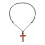 Collier pendentif croix en bois unisexe cadeau noyer marron 1