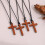 Collier pendentif croix en bois unisexe cadeau noyer marron 5