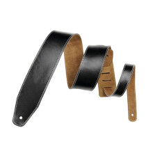 Verdicken Sie den universellen Gitarren-Schultergurt, E-Gitarrengurt, Schulterpolster, verstellbar, weiches Leder, Schwarz