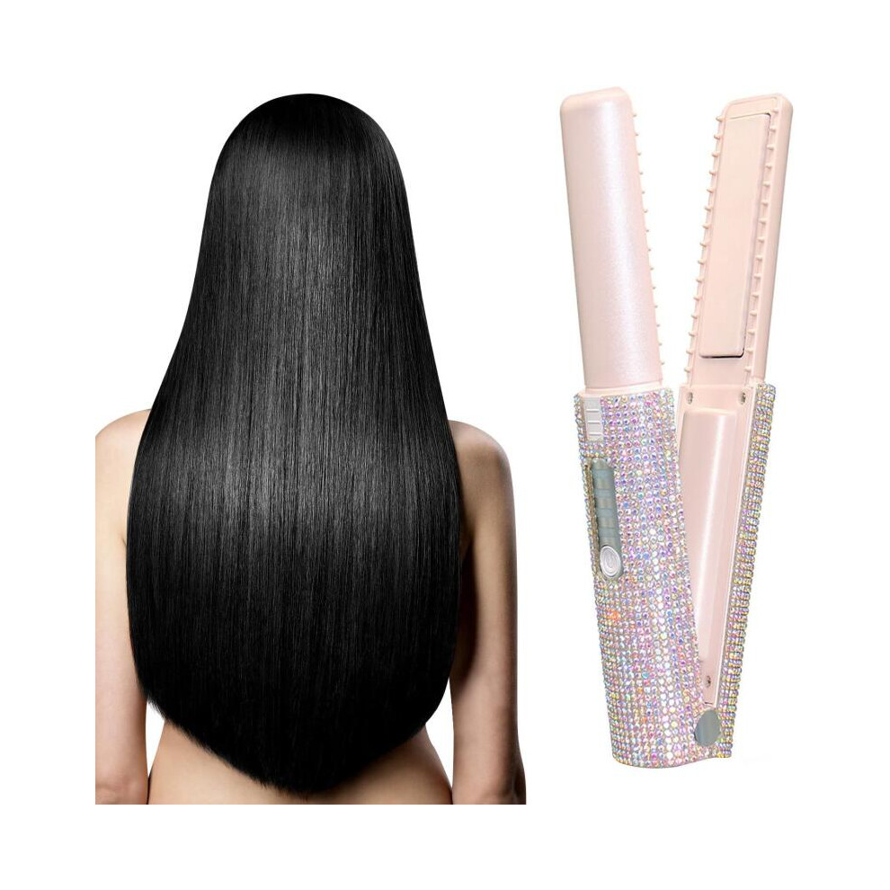 2-In-1 Electric USB Hair Straightening Brush Straightener Flat Iron Multifunctional Comb Straighten