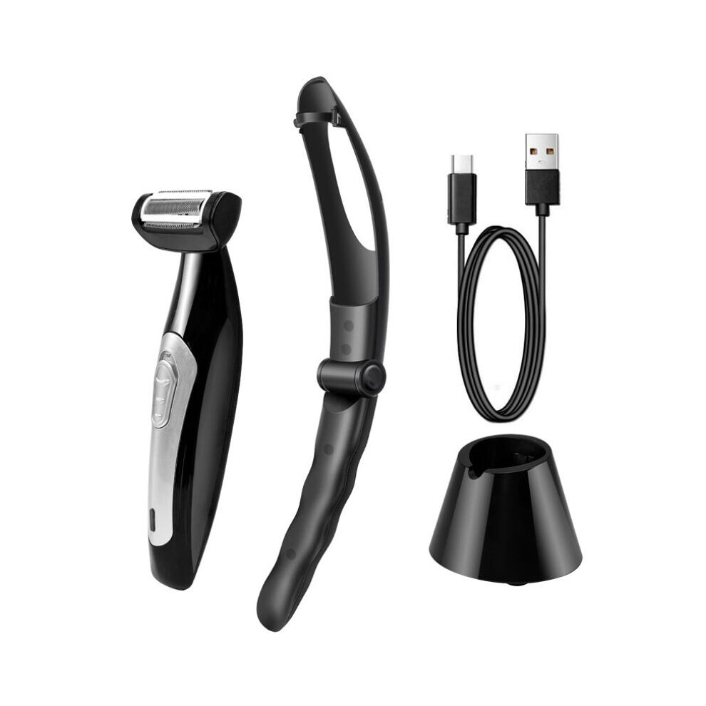 Electric Back Hair Remover Men's Full Body Hair Shaver Trimmer Detachable Foldable Handle Whole Body Washable Wet and Dry Use with Charging