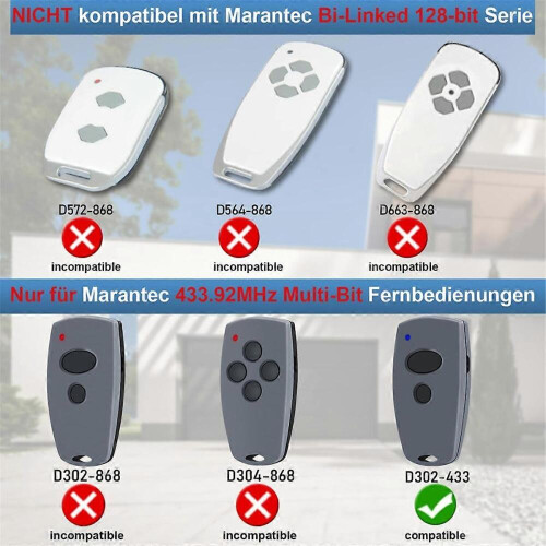 2 Pcs Garage Remote Control Compatible with Marantec Digital 302, 304, 382, 394 1