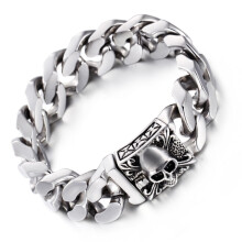 Men's large stainless steel chain bracelet AVCE lily and skull, gothic motorcycle bracelet The Best Gift of 2025