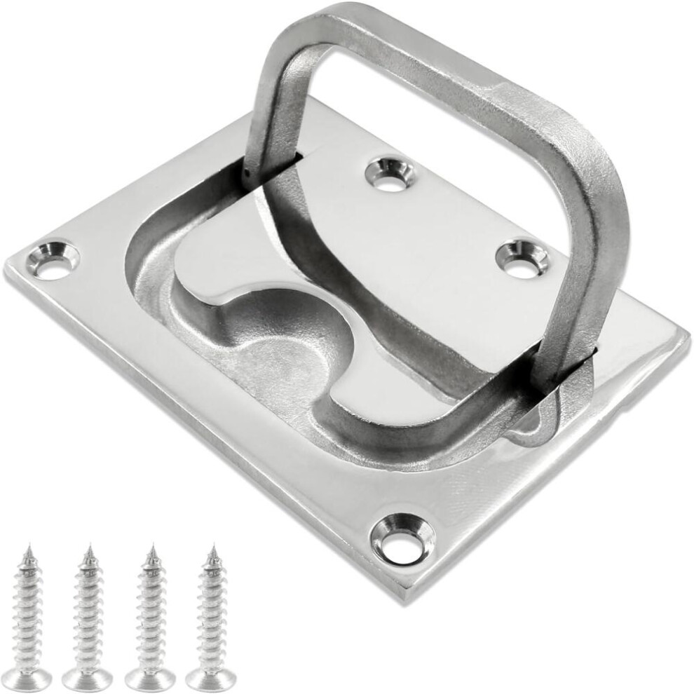 Stainless Steel 316 Flush Lift Ring Hatch Pull Handle Locker Cabinet Boat 9092950369079