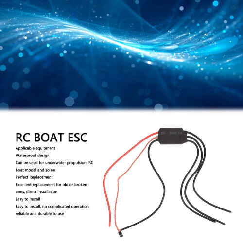 ESC 50 A pour bateau RC, câble de 9,8 po, bidirectionnel, 12-25,2 V 2