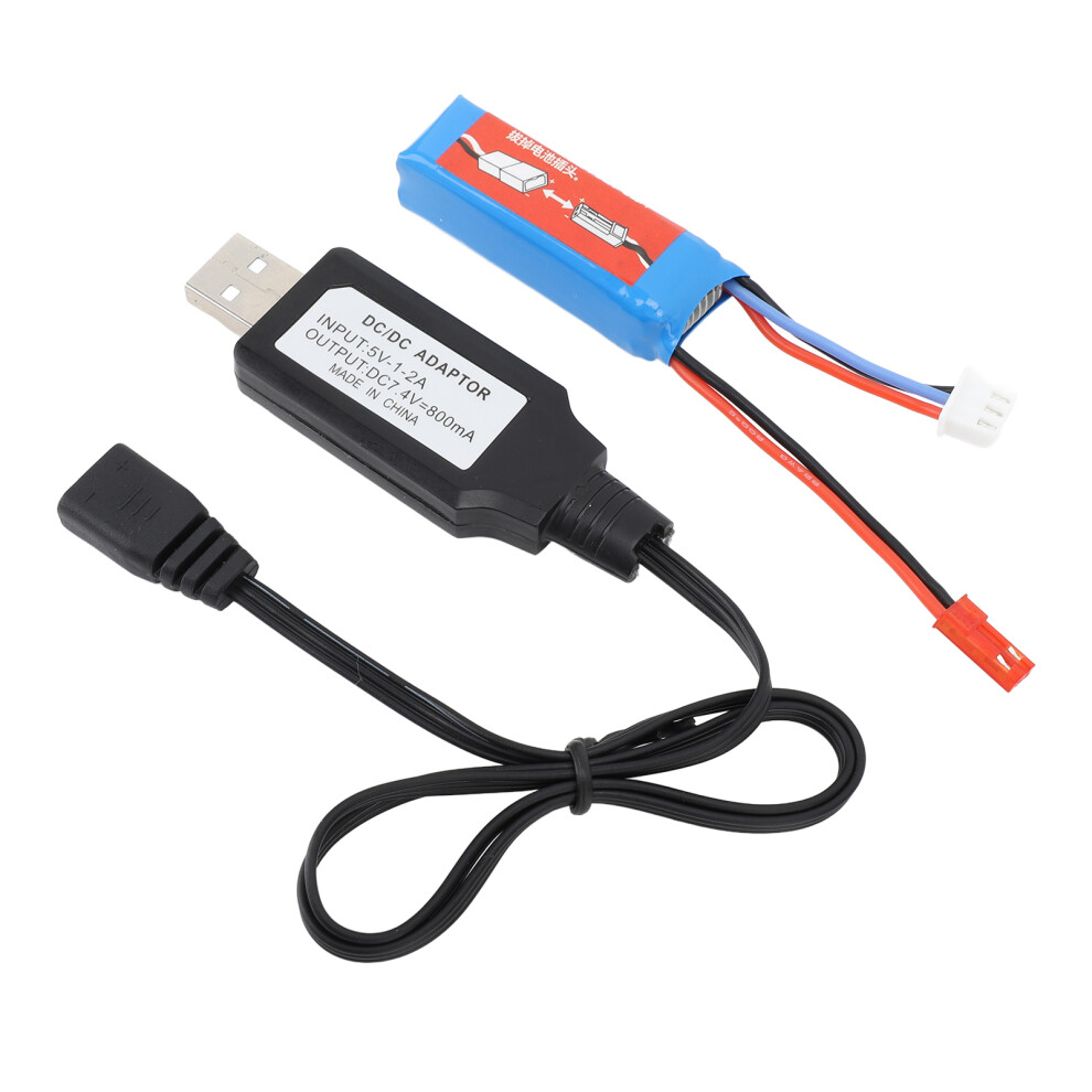 7.4V 400Mah Rc Lithium Battery & Charger Set For 1:28 Cars 4351349353828