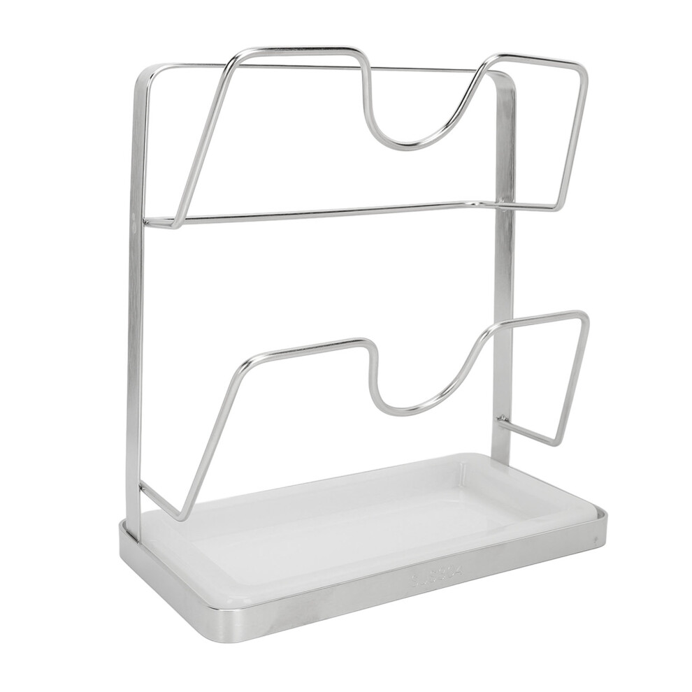 Wall Mounted Pot Lid Rack 304 Stainless Steel 2-Tier Organizer-image-OPC-PKG5GQK-NEW
