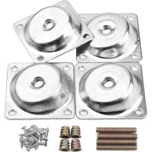 4pcs 14 Degree Angled Leg Mounting Plates Furniture Table Leg Attachment Plates Brackets T-plate M8 Sofa Legs with Hanger Bolts,converters, Screws,ful