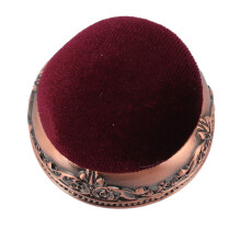 Retro Sewing Pin Cushion with Bronze Base and 50 Needles Included