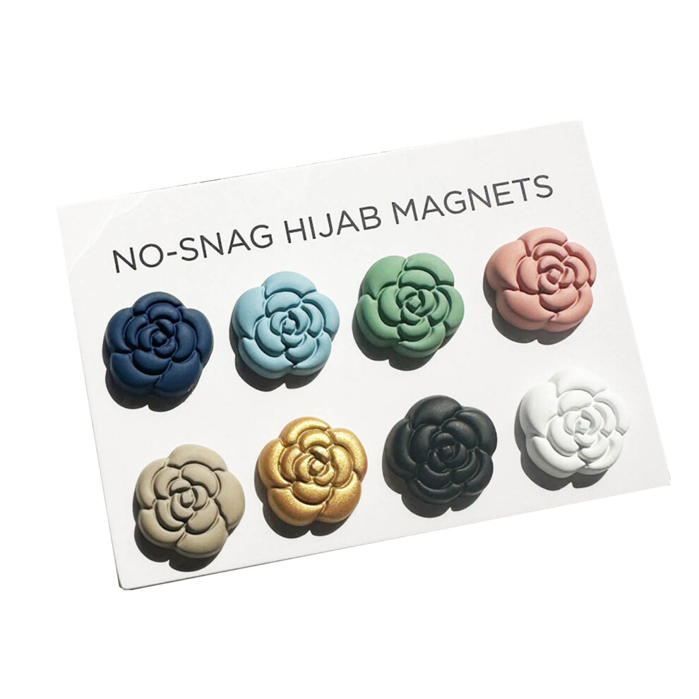 8 Pairs Camellia Shaped Hijab Pins Multi-Purpose Strong Magnetic