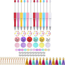 Beadable Ballpoint Pen Set Including Beads, Swivel Snap Hooks