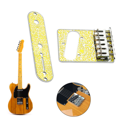 Guitar Roller Saddle Bridge 6 String Control Plate Hardtail with 1
