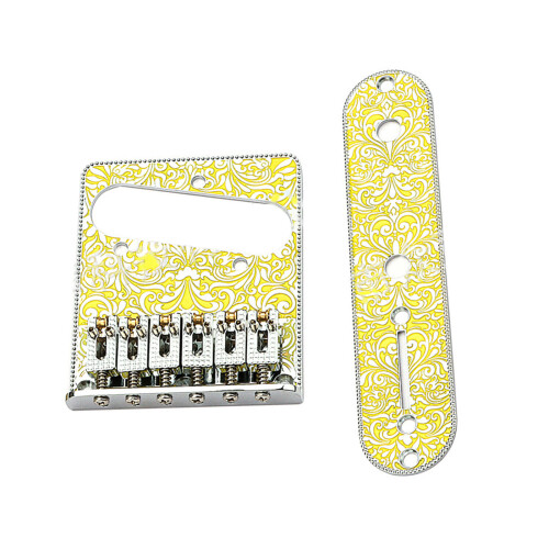 Guitar Roller Saddle Bridge 6 String Control Plate Hardtail with
