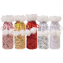Pack of 5pcs Sequins Wine Bottle Toppers Gift Bags for Party