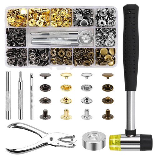 120 Sets Sewing Snap Fastener Kits Metal Snap Button with Punch