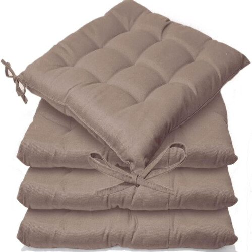 (Beige, 2) 9-Stitch Seat Pads Comfortable for Dining, Garden, Kitchen Chairs - Pack of 2/4/6/8 Cushions with Tie-On, Indoor/Outdoor Use