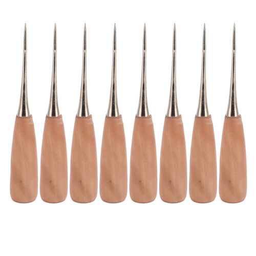 8PCS Wooden Handle Leather Stitching Awls, Drillable & Ergonomic 2