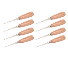 8PCS Wooden Handle Leather Stitching Awls, Drillable & Ergonomic
