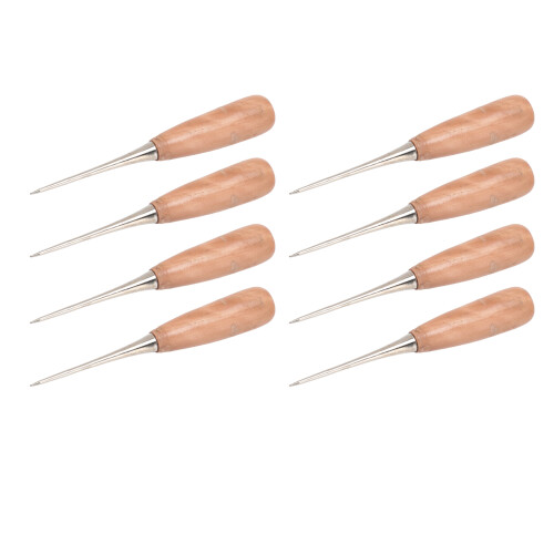 8PCS Wooden Handle Leather Stitching Awls, Drillable & Ergonomic