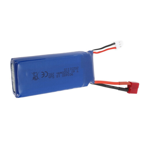 7.4V 2500mAh Lithium Polymer Battery for RC Drones, T-Head Replacement 1