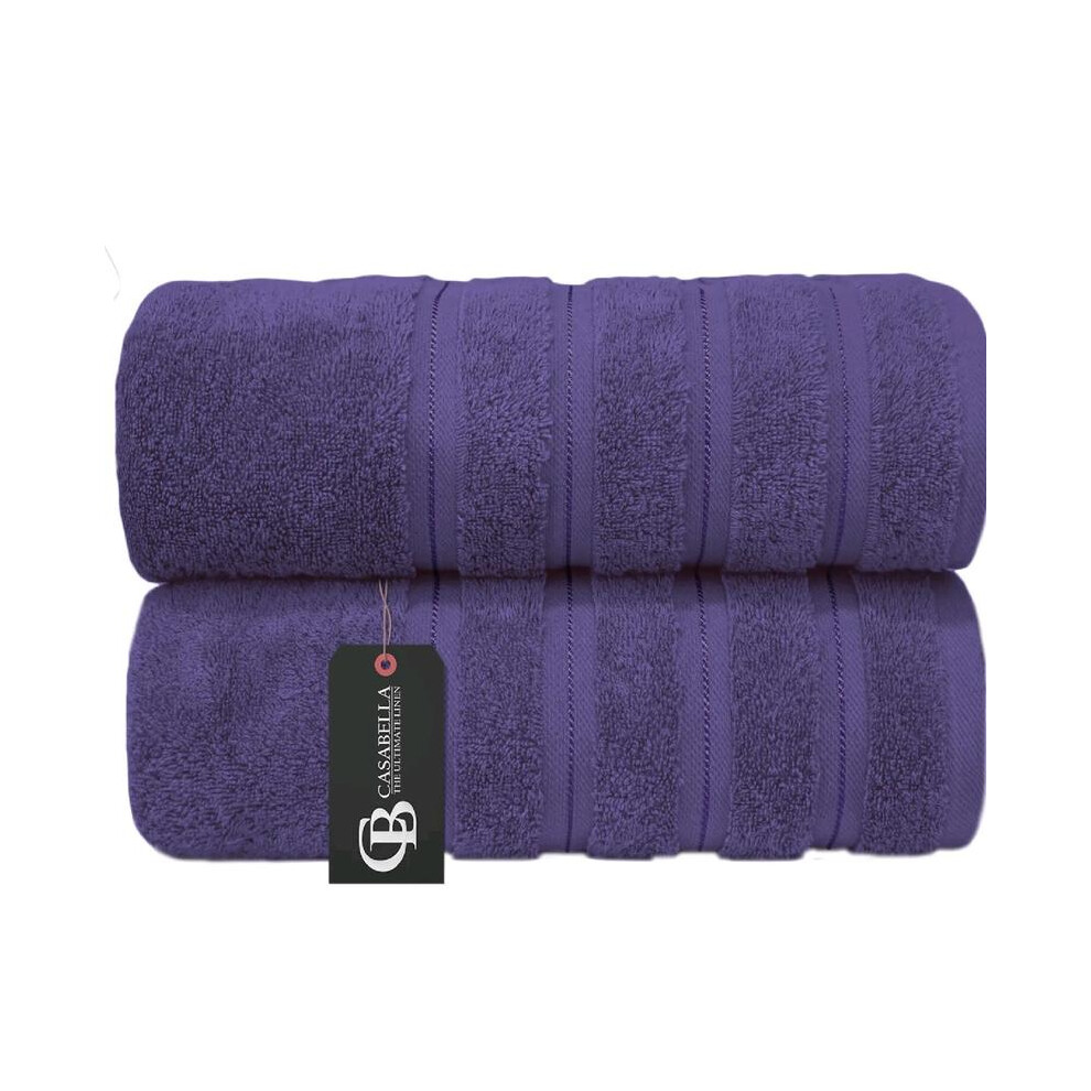 (Purple) 2 Super Jumbo Towels - Plus Size ~90x180cm - High GSM (650 & 550) for Ultimate Absorbency Personal Smooth Plain luxury towel  Beige-image-OPC-PKG5JMF-NEW