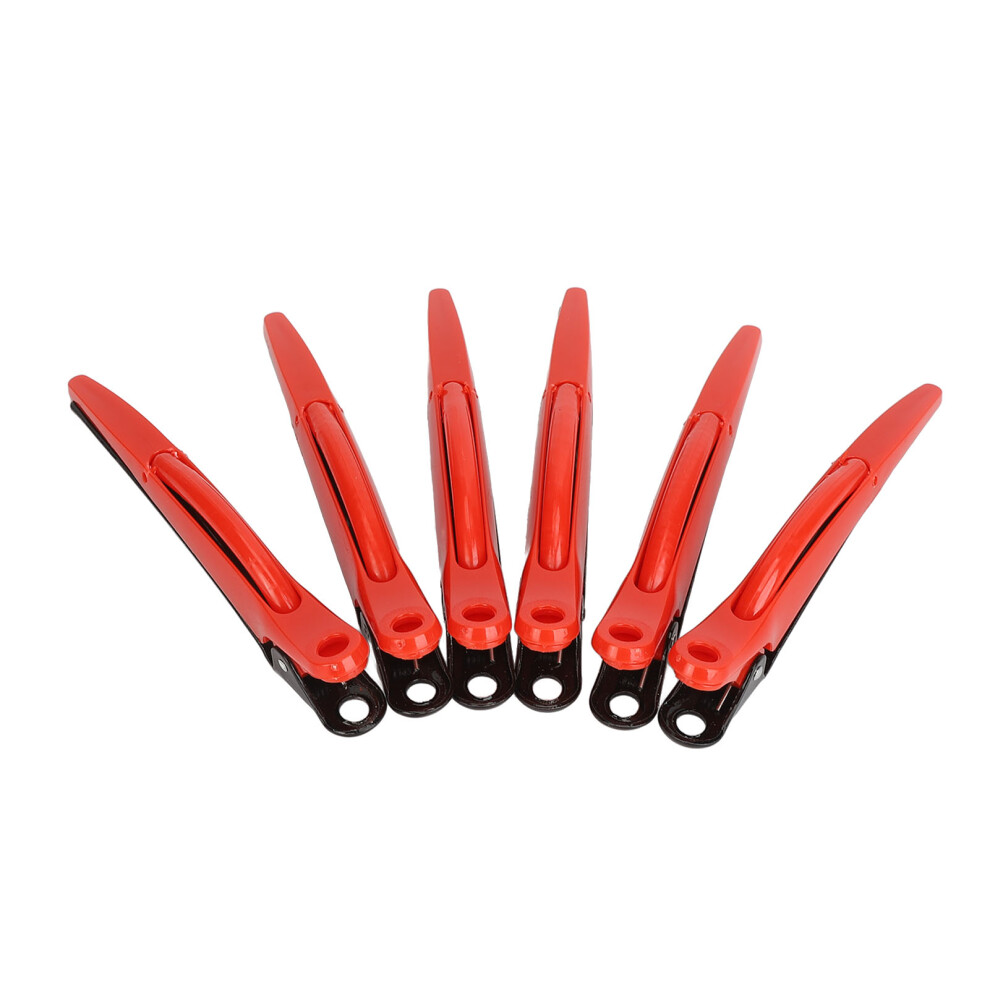 6Pcs Red ABS Hair Sectioning Clips, Slip-Resistant, Professional Style